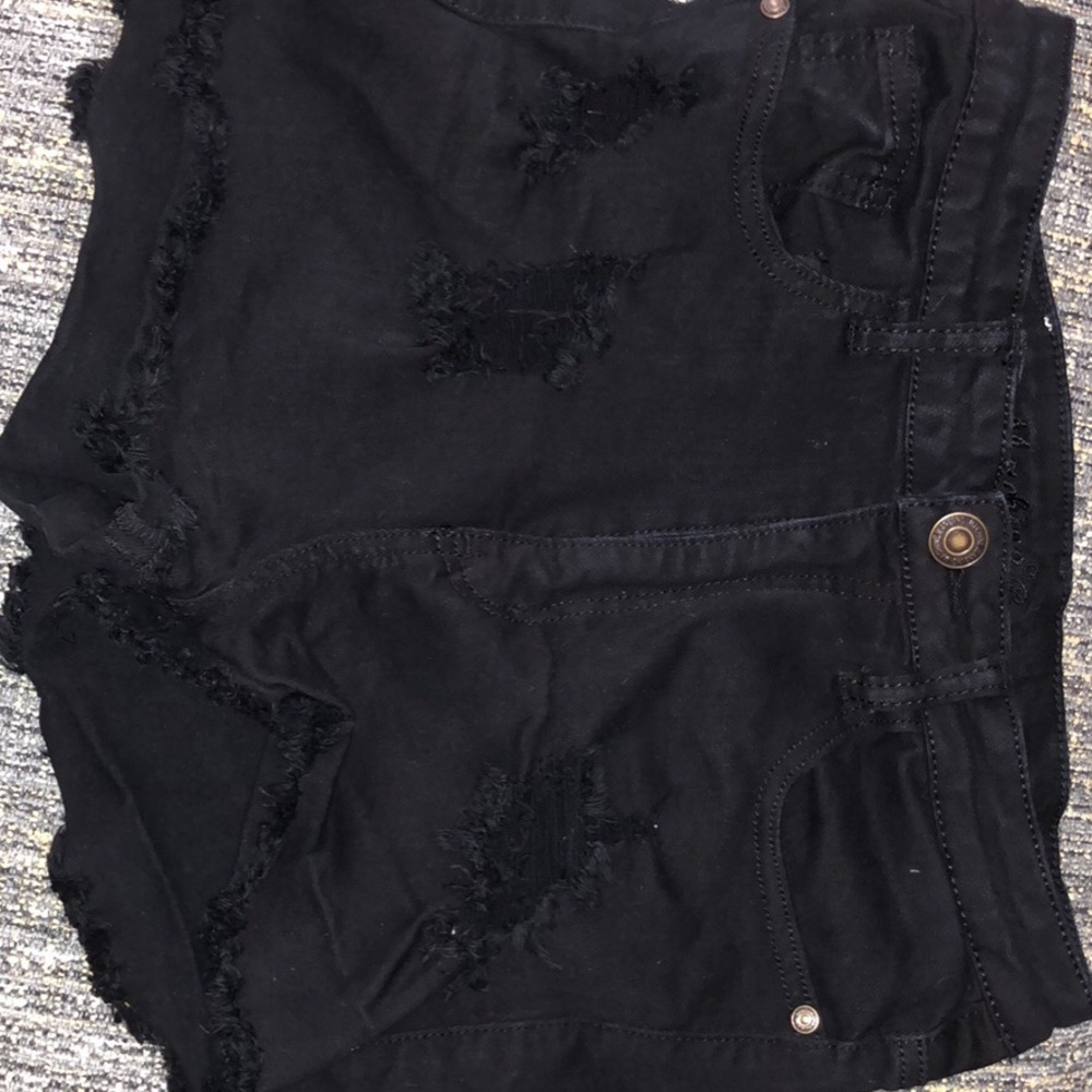 black denim high waisted shorts